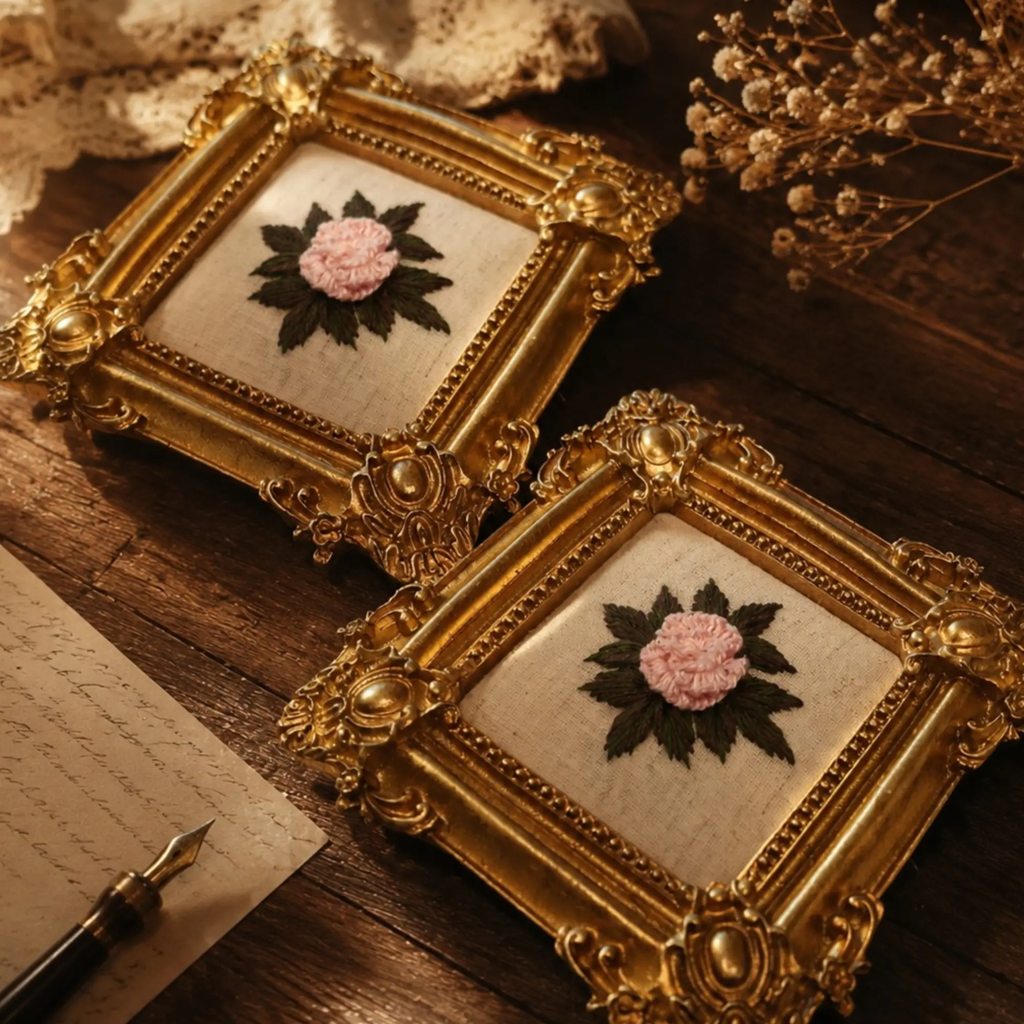 Luxury Vintage Floral Embroidery Frame